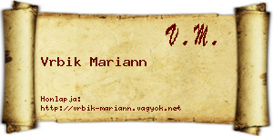 Vrbik Mariann névjegykártya